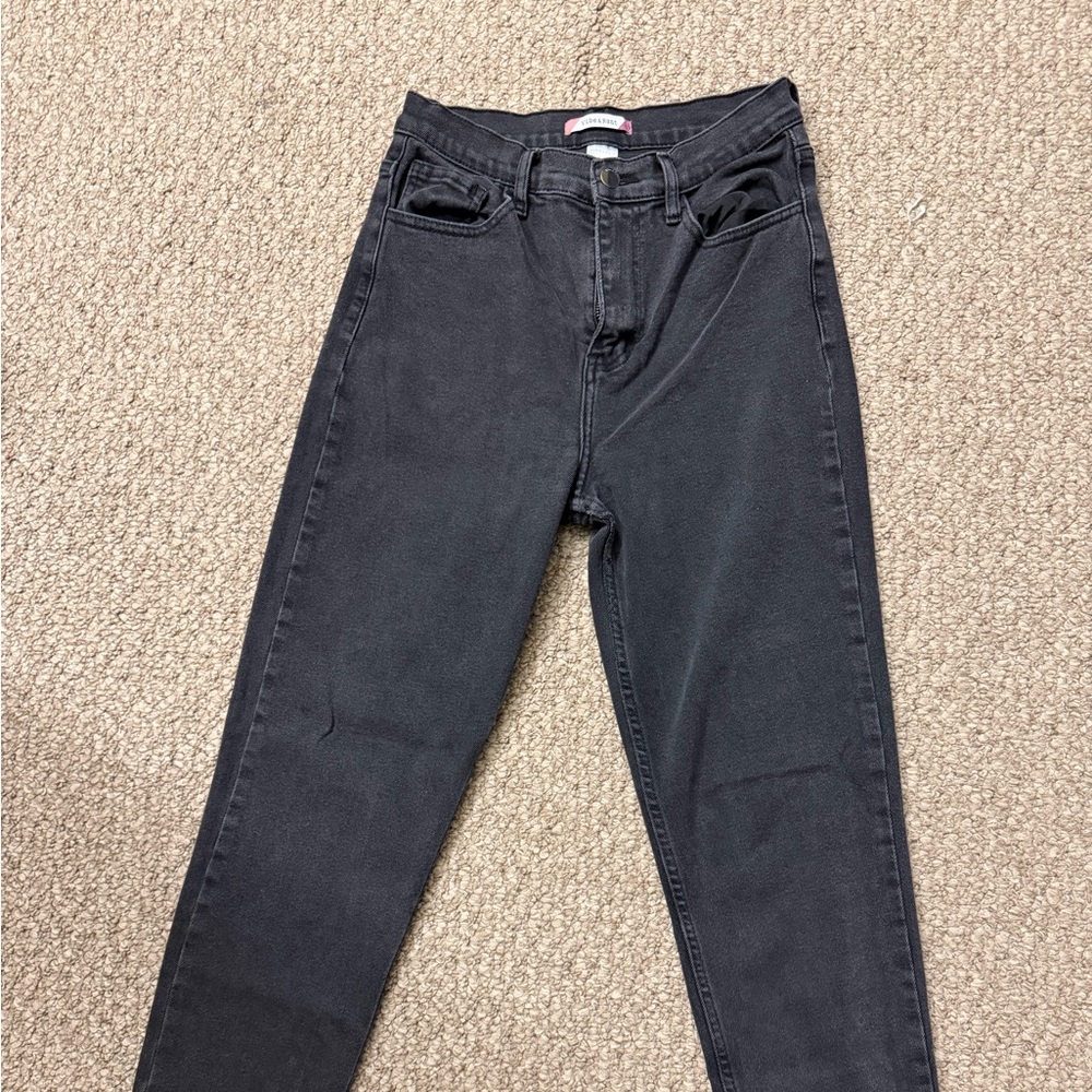High-Rise Skinny Jeans in Washed Black